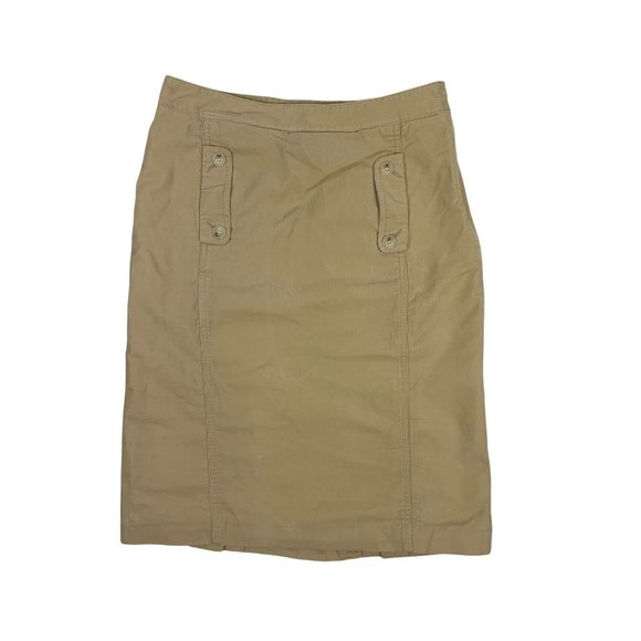 Banana Republic 6 Corduroy Midi Skirt Lined Beige Ivory Penguin Tail Fall Winter - Picture 2 of 5